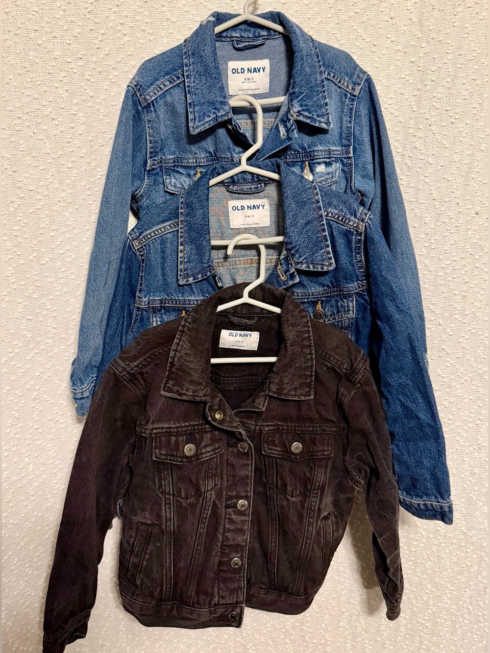 3 Old Navy Kids Denim Jackets 3 washes - Blue, Distressed and Black